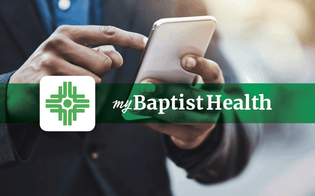 man using the my Baptist Health mobile app